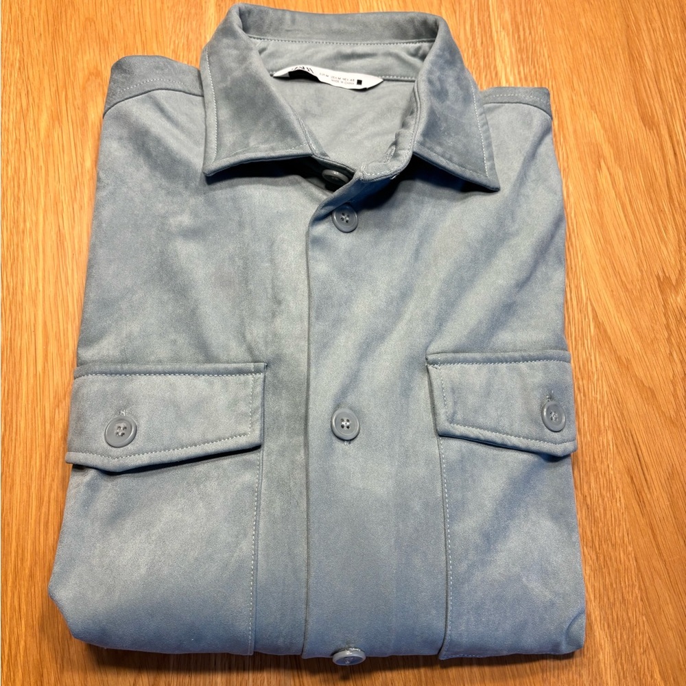 Zara Men's Light Blue Shirt Jacket